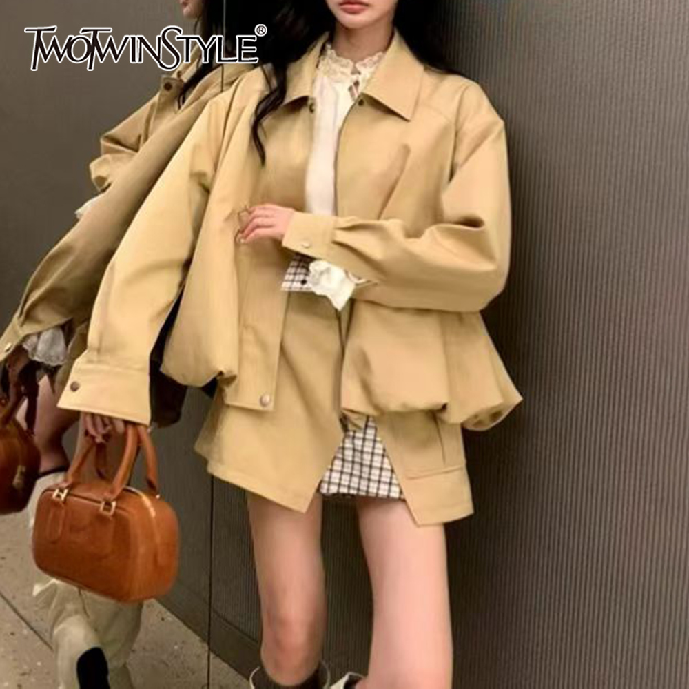 Winter Clothing For Sale - TWOTWINSTYLE Zestaw dwuczęściowy damski khaki z