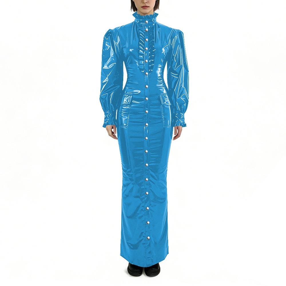 Winter Clothing Plus Size - Błyszcząca sukienka ołówkowa z PVC, plus