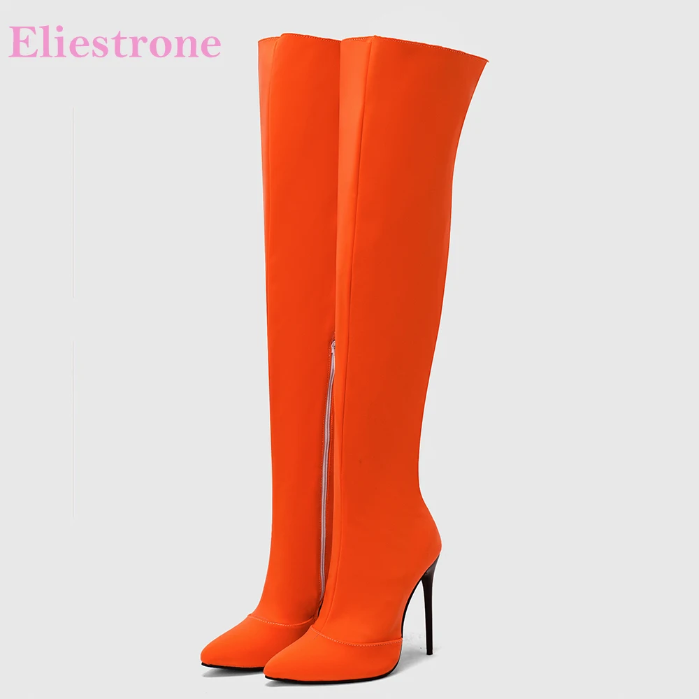 Winter Clothing For Woman - Nowe Zimowe Glamour Pomarańczowo-Żółte Damskie Kozaki