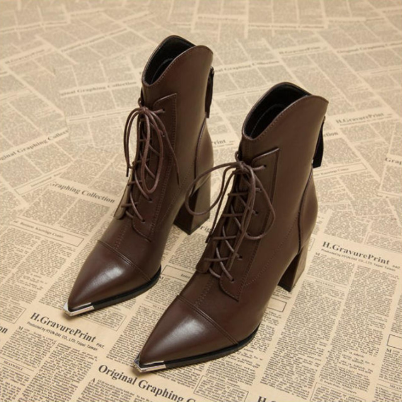 Winter Clothing For Woman - Damskie botki do kostki, modne szpilki